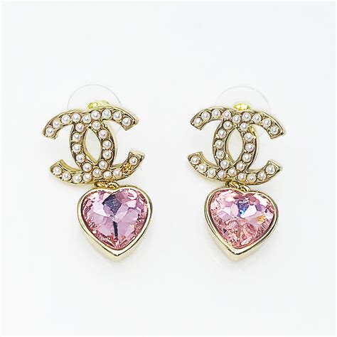 chanel pink heart earrings|pink chanel earrings double c.